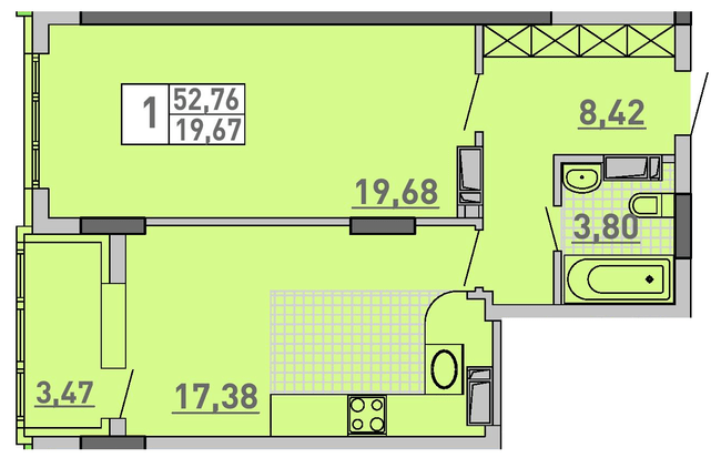 1-комнатная 52.76 м² в ЖК Паркове місто от 41 700 грн/м², Киев