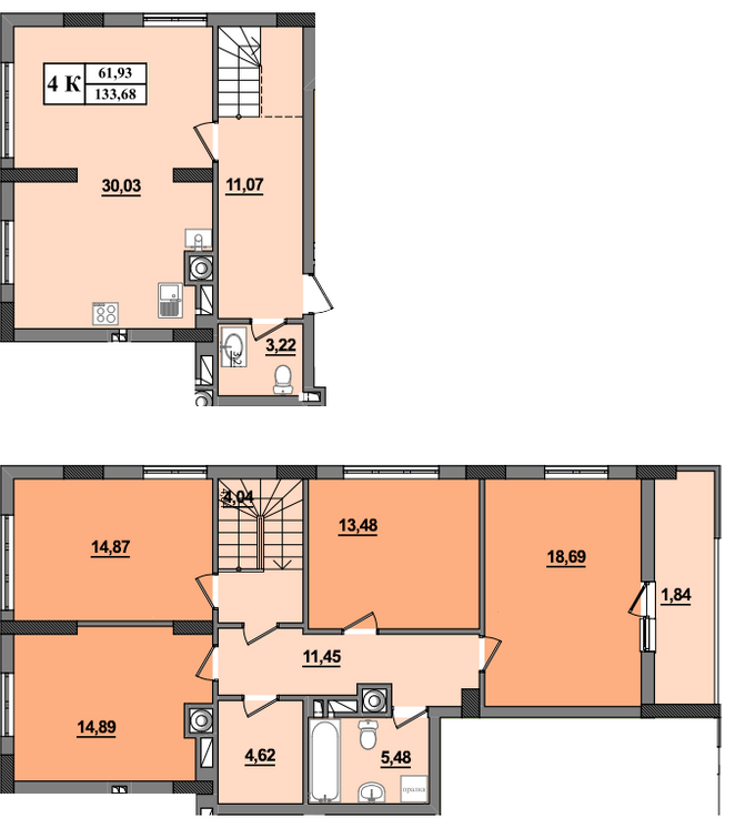 Дворівнева 133.68 м² в ЖК на вул. Манастирського, 2А, 4, 6 від 18 100 грн/м², Львів