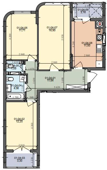 3-комнатная 76.11 м² в ЖК на ул. Трускавецкая от 18 500 грн/м², с. Сокольники