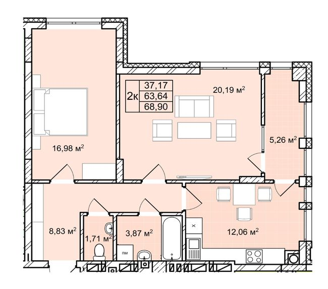 2-комнатная 68.9 м² в ЖК Софиевка от 28 000 грн/м², Львов