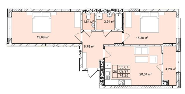 2-комнатная 74.25 м² в ЖК Софиевка от 28 000 грн/м², Львов