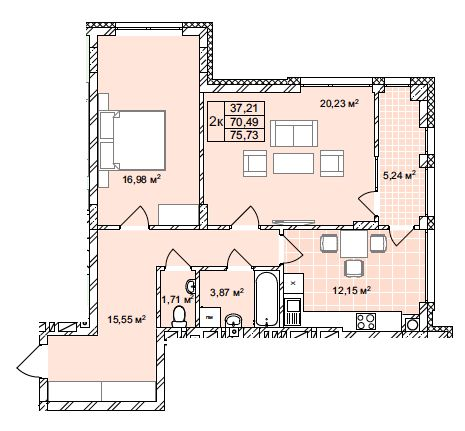 2-комнатная 75.73 м² в ЖК Софиевка от 23 500 грн/м², Львов