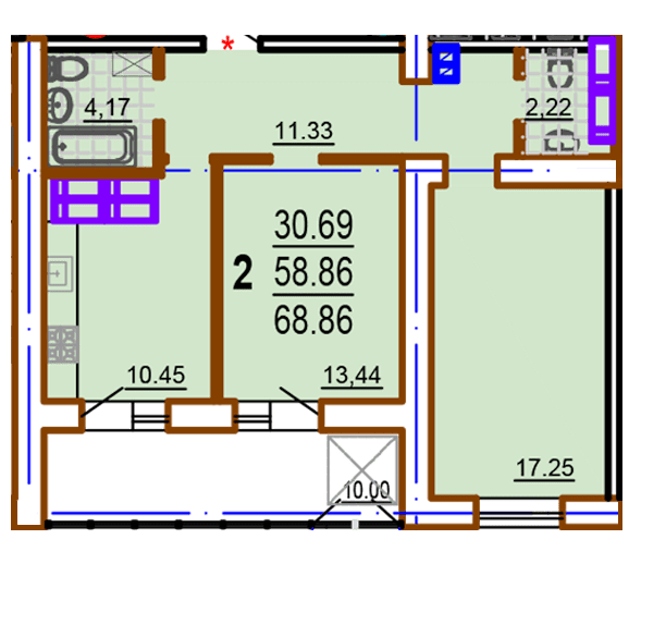 2-комнатная 68.86 м² в ЖК Шекспира от 19 500 грн/м², Харьков