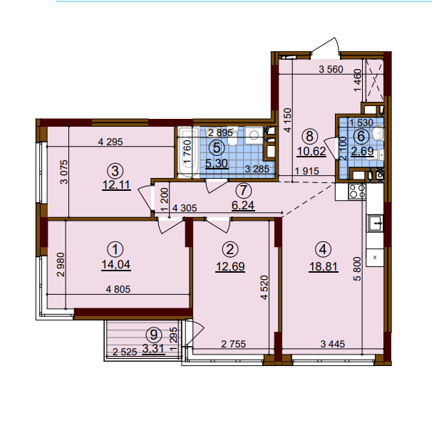 3-комнатная 83.49 м² в ЖК Варшавский-2 от застройщика, Киев