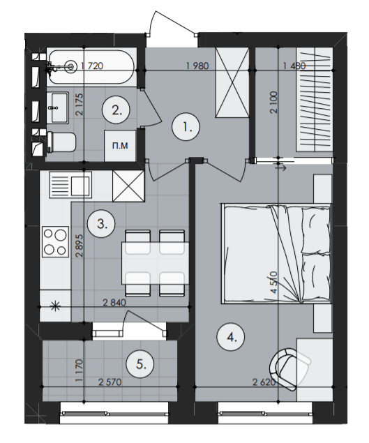1-кімнатна 34.31 м² в ЖК Royal Park від 16 900 грн/м², м. Дубляни