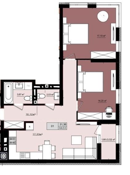 2-кімнатна 66.53 м² в ЖК Жовківська брама від 14 000 грн/м², с. Малехів
