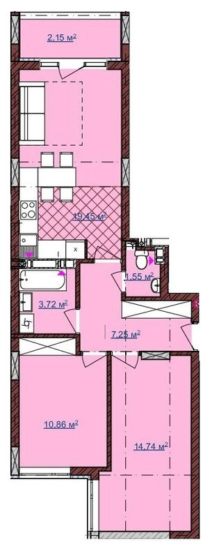 2-комнатная 59.7 м² в ЖК на ул. Вулецкая от 12 500 грн/м², с. Горишний