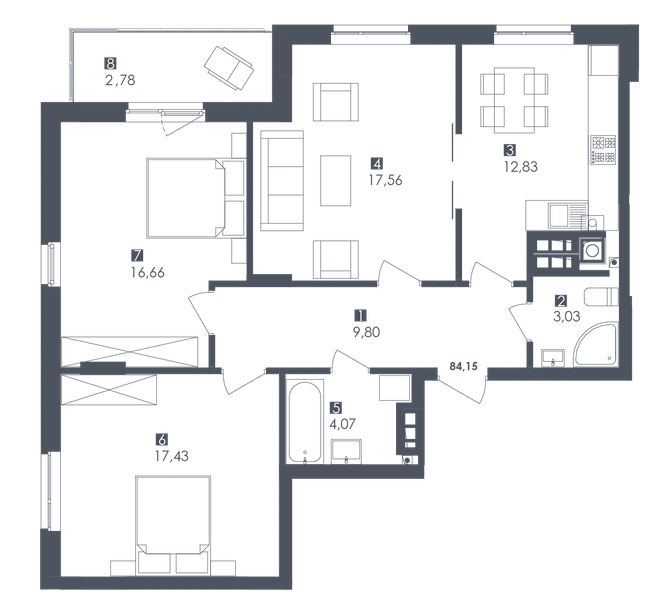 3-комнатная 84.15 м² в ЖК Сад Песен от 33 900 грн/м², Львов