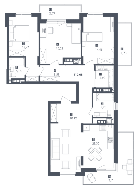 3-комнатная 112.08 м² в ЖК Сад Песен от 24 300 грн/м², Львов