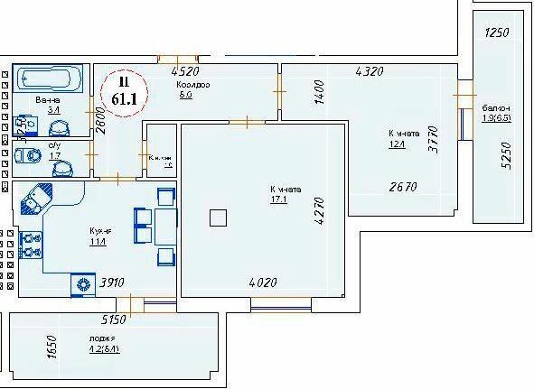 2-комнатная 61.1 м² в ЖК ЯневБуд от 12 650 грн/м², пгт Ивано-Франково
