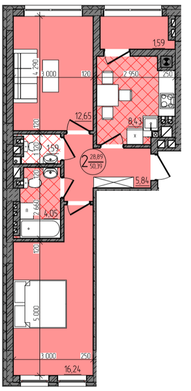 2-комнатная 50.39 м² в ЖК Изумрудный от застройщика, Черновцы