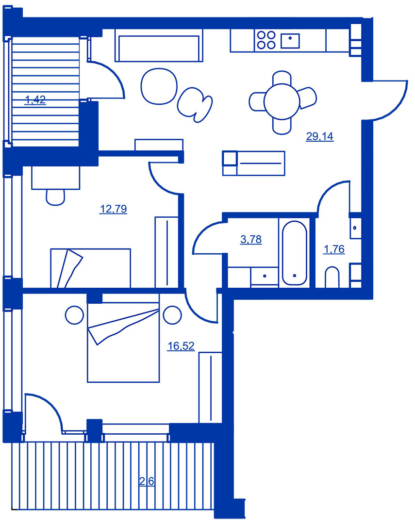 2-комнатная 66.59 м² в ЖК RYBALSKY от 53 563 грн/м², Киев