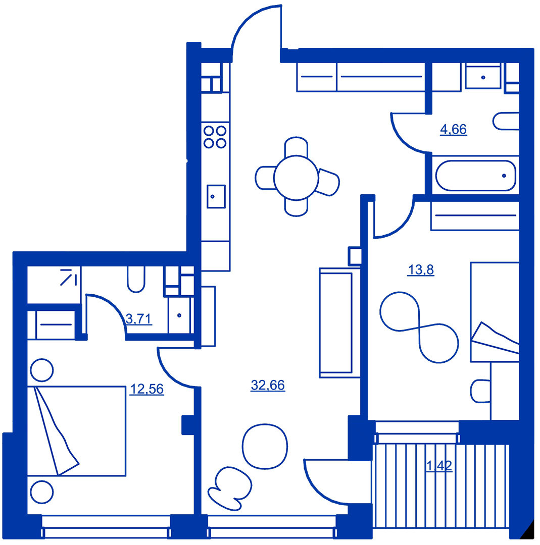2-комнатная 68.81 м² в ЖК RYBALSKY от 53 563 грн/м², Киев