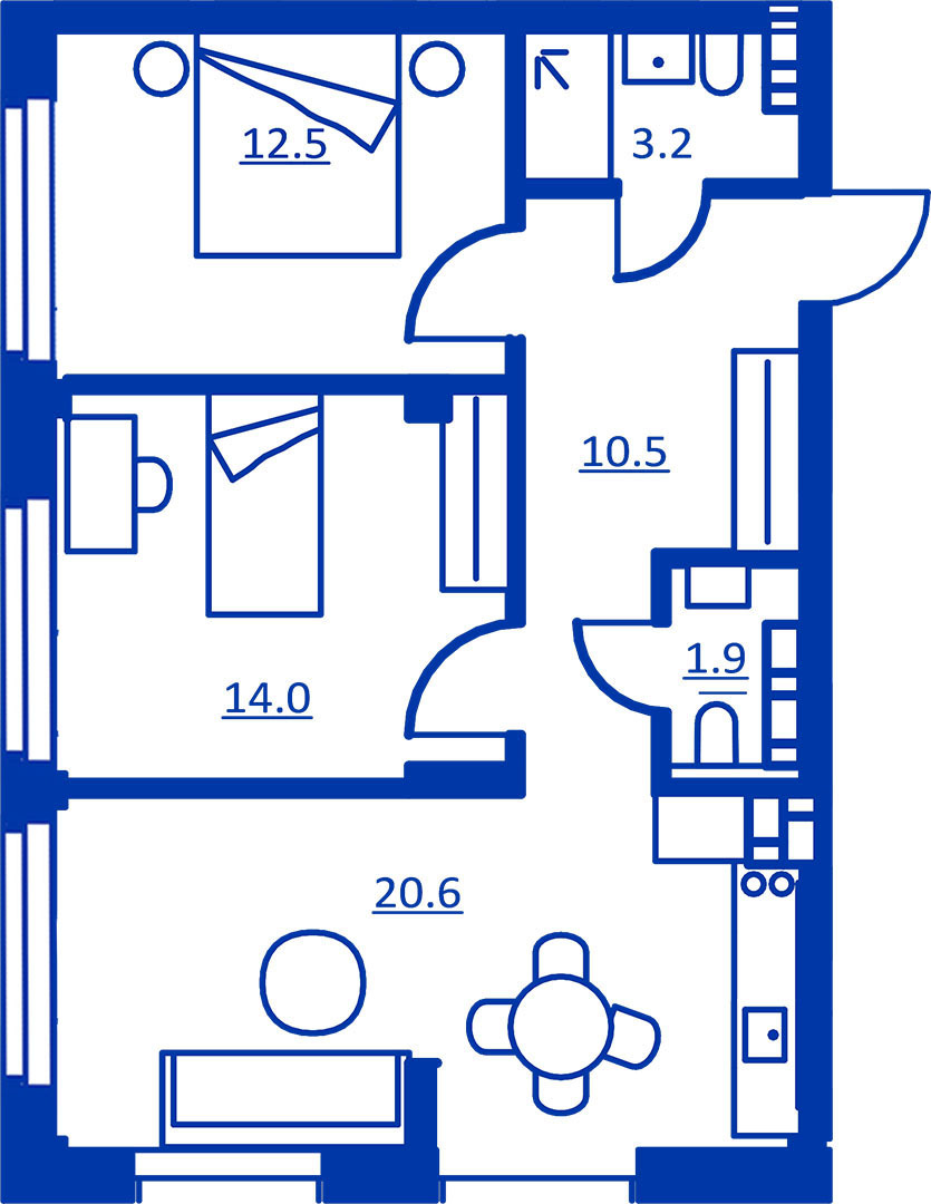 2-комнатная 62.7 м² в ЖК RYBALSKY от 53 563 грн/м², Киев