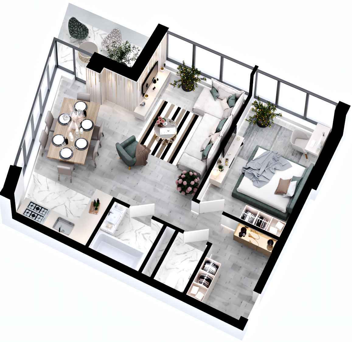 2-комнатная 59.98 м² в ЖК RYBALSKY от 60 617 грн/м², Киев