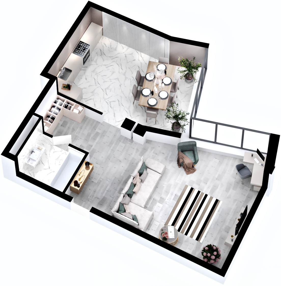 1-комнатная 66.85 м² в ЖК RYBALSKY от 60 625 грн/м², Киев