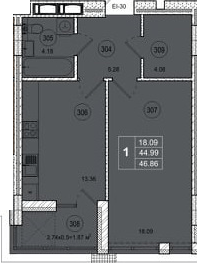 1-комнатная 46.86 м² в ЖК Смарт Сити от 22 000 грн/м², Житомир