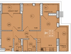 2-комнатная 55.84 м² в ЖК Смарт Сити от 22 500 грн/м², Житомир