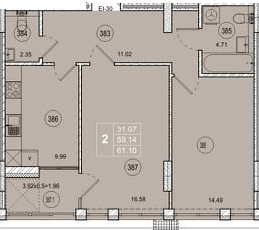 2-комнатная 61.1 м² в ЖК Смарт Сити от 21 000 грн/м², Житомир