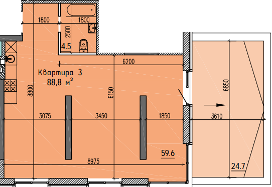 3-кімнатна 88.8 м² в ЖК River Hall від 25 100 грн/м², Запоріжжя