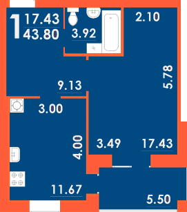 1-комнатная 43.8 м² в ЖК Park Residence от 19 500 грн/м², Запорожье