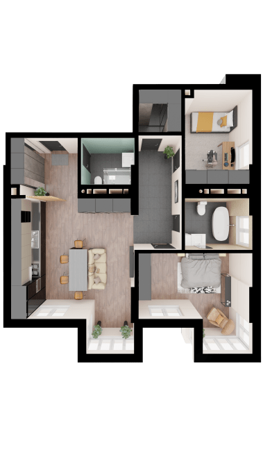 3-комнатная 84.3 м² в ЖК 4U от 24 350 грн/м², Киев
