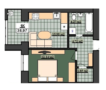 1-кімнатна 38.97 м² в ЖК Гетьманський від 14 200 грн/м², Івано-Франківськ