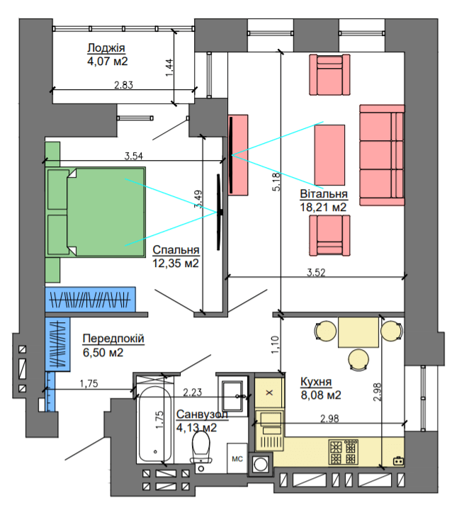 2-комнатная 51.3 м² в ЖК NIKOSTAR Comfort+ от 17 050 грн/м², Николаев