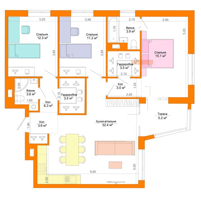 3-кімнатна 102.7 м² в ЖК Legenda від 27 000 грн/м², Запоріжжя