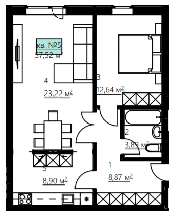 2-комнатная 57.52 м² в КД Craft от 19 300 грн/м², Ровно