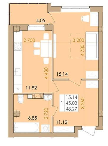 1-комнатная 48.27 м² в ЖК Европейский квартал от 16 500 грн/м², Полтава