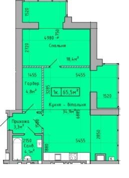 1-комнатная 65.5 м² в ЖК Центральный от 17 000 грн/м², г. Кременчуг