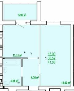 1-кімнатна 38.36 м² в ЖК Казка від забудовника, Харків