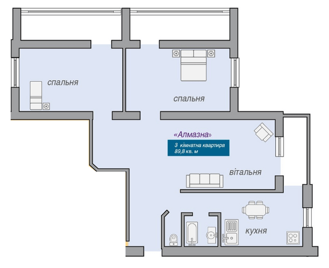 3-комнатная 89.8 м² в ЖК Новый Эдем от 10 500 грн/м², г. Каменец-Подольский