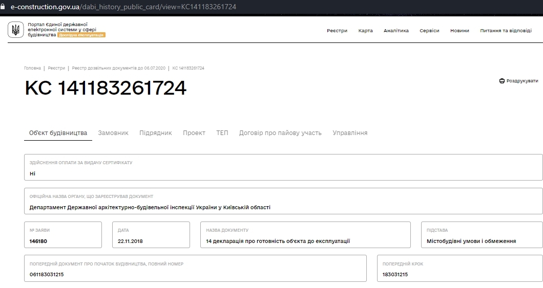 Сертифікат про готовність Дом Шатель, ЖК Нова Конча-Заспа