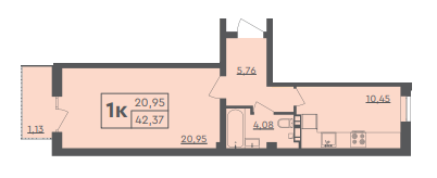 1-кімнатна 42.37 м² в ЖК Scandia від 19 000 грн/м², м. Бровари