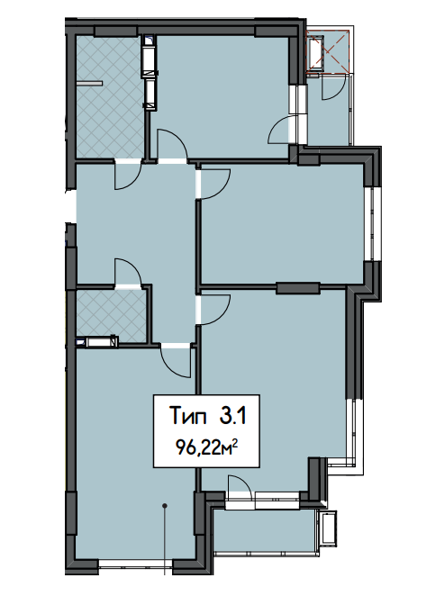 3-кімнатна 96.22 м² в ЖК CRYSTAL RESIDENCE від 49 000 грн/м², Київ