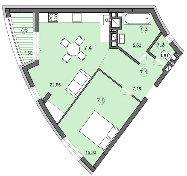 1-кімнатна 53.96 м² в ЖК Там Де Дім від 29 000 грн/м², Тернопіль