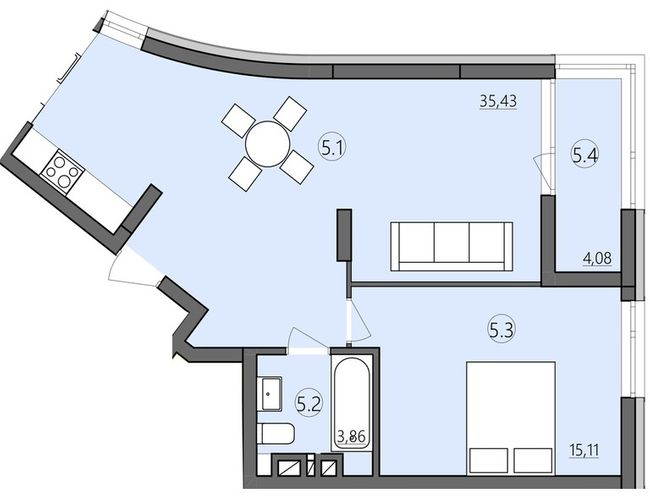 1-кімнатна 58.48 м² в ЖК Там Де Дім від 35 000 грн/м², Тернопіль