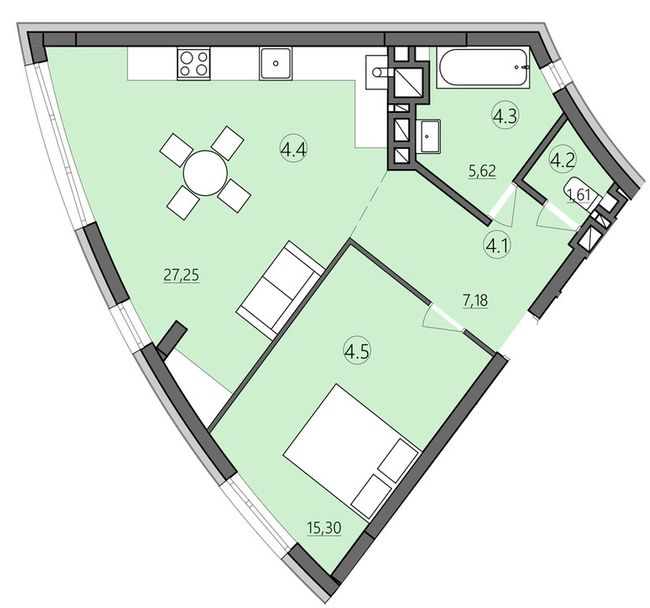 1-кімнатна 56.96 м² в ЖК Там Де Дім від 29 000 грн/м², Тернопіль