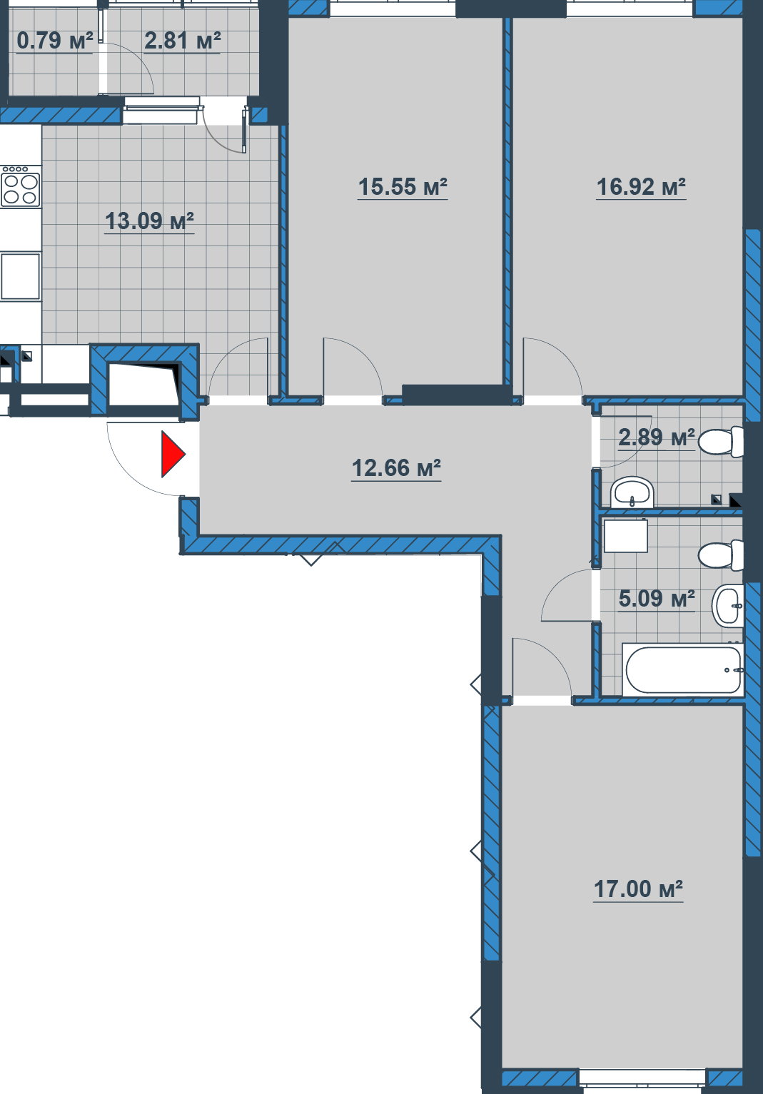3-кімнатна 86.93 м² в ЖК Причал 8 від 21 950 грн/м², Київ
