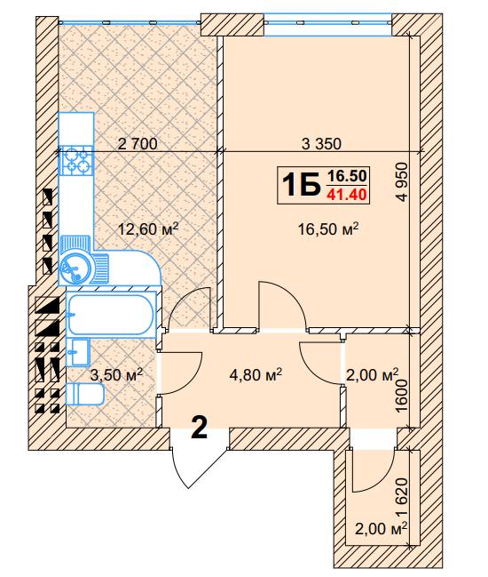 1-комнатная 41.4 м² в КД Марсель от застройщика, Киев