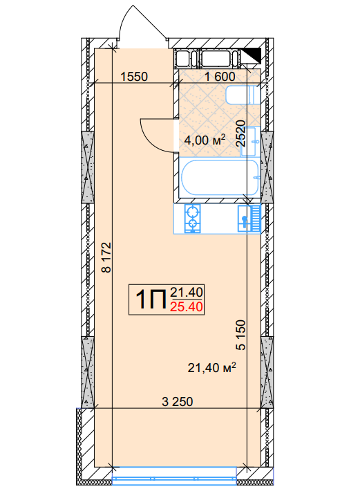 Смарт 25.4 м² в ЖК Квітень от 18 500 грн/м², Киев