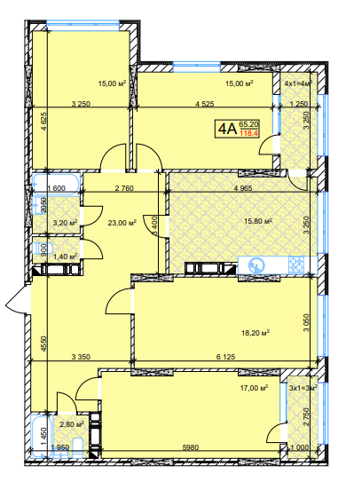4-кімнатна 118.4 м² в ЖК Квітень від 23 000 грн/м², Київ