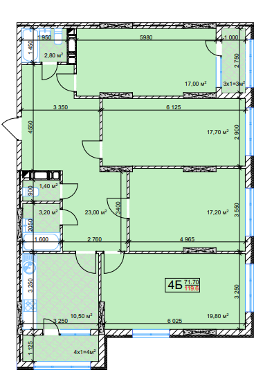 4-комнатная 119.6 м² в ЖК Квітень от 18 000 грн/м², Киев