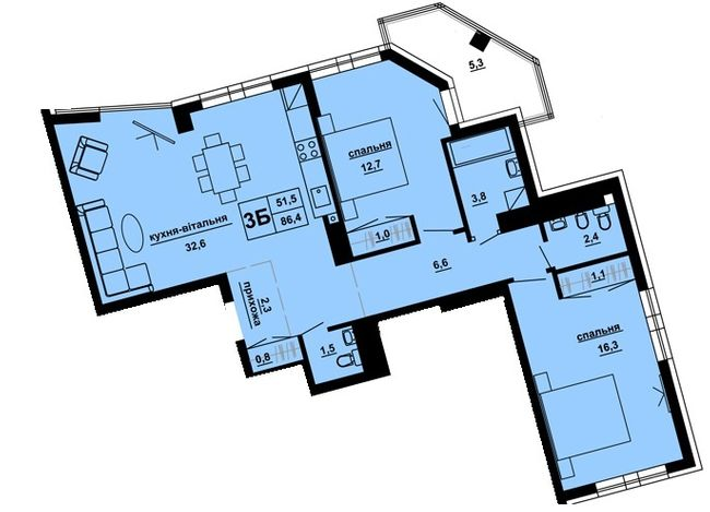 3-кімнатна 86.4 м² в ЖК Домініканський від 22 550 грн/м², Тернопіль