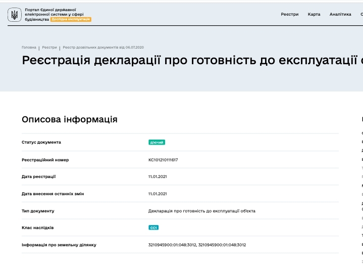 Сертифікат про готовність Дом 1, ЖК Гостомельські Липки-4+