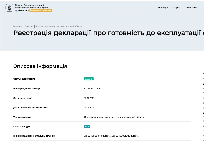 Сертифікат про готовність Дом 1, ЖК Гостомельські Липки-4+