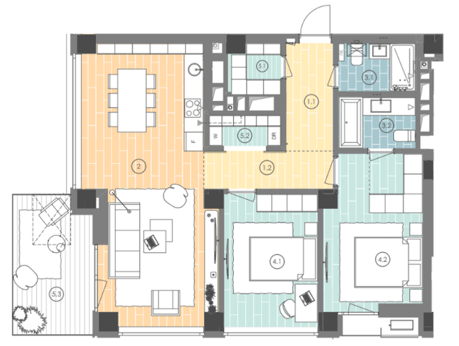 2-кімнатна 86.2 м² в ЖК UNIT.Home від 79 400 грн/м², Київ