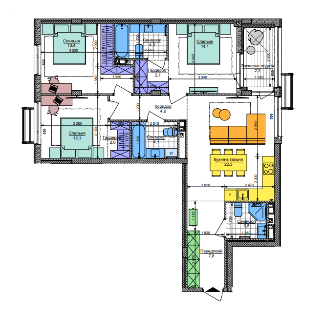 3-кімнатна 88.4 м² в ЖК Respublika від 43 760 грн/м², Київ